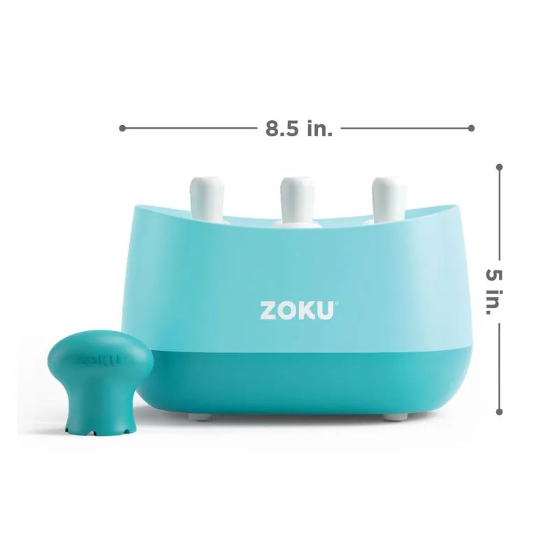 Zoku Blue Quick Ice Pop Maker with 3 Popsicle Molds | 8 x 4 x 5 inches