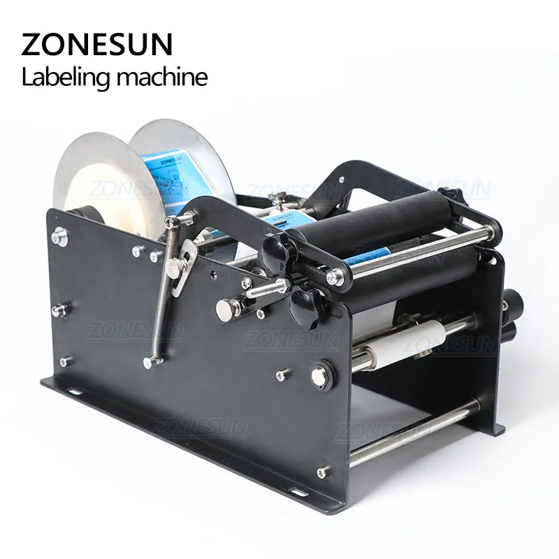 ZONESUN ZS-50P Manual Round Bottle Adhesive Sticker Label Applicator For PET Plastic Bottle Packing Labeling Machine